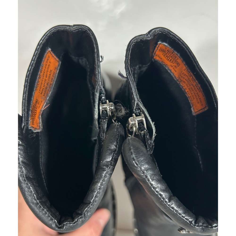 Harley Davidson Womens Black Leather Motorcycle Boots Block Heel 84420 Size 8M - Picture 10 of 10